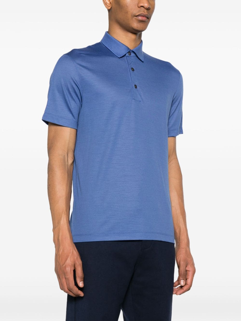 Shop Zegna Short-sleeve Wool Polo Shirt In Blue