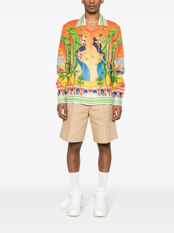 Casablanca Trophy Linen Shirt | Orange | FARFETCH