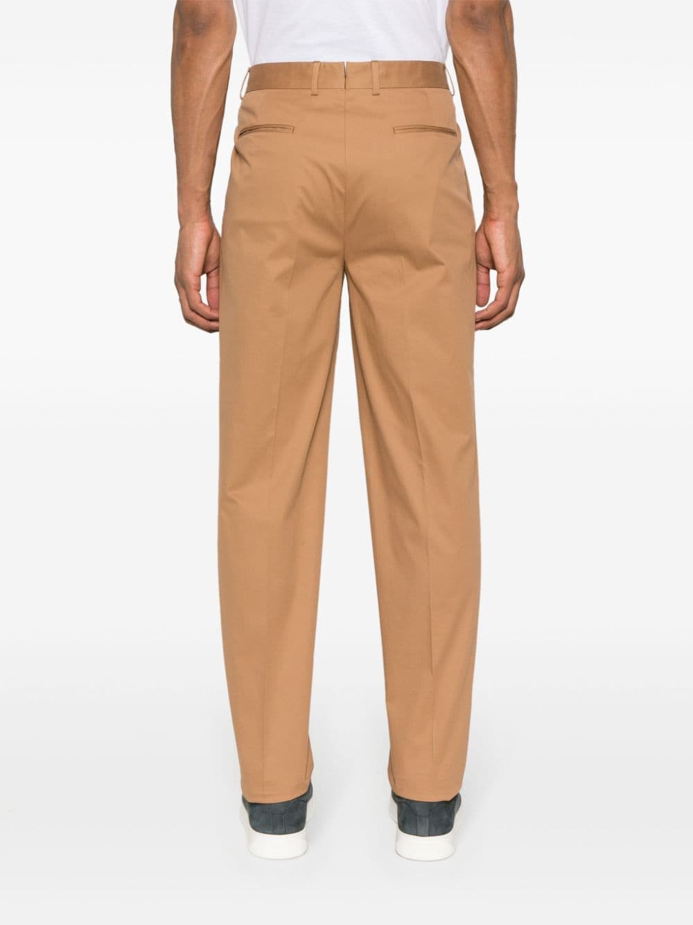 Shop Zegna Mid-rise Pleated Chino Trousers In Brown
