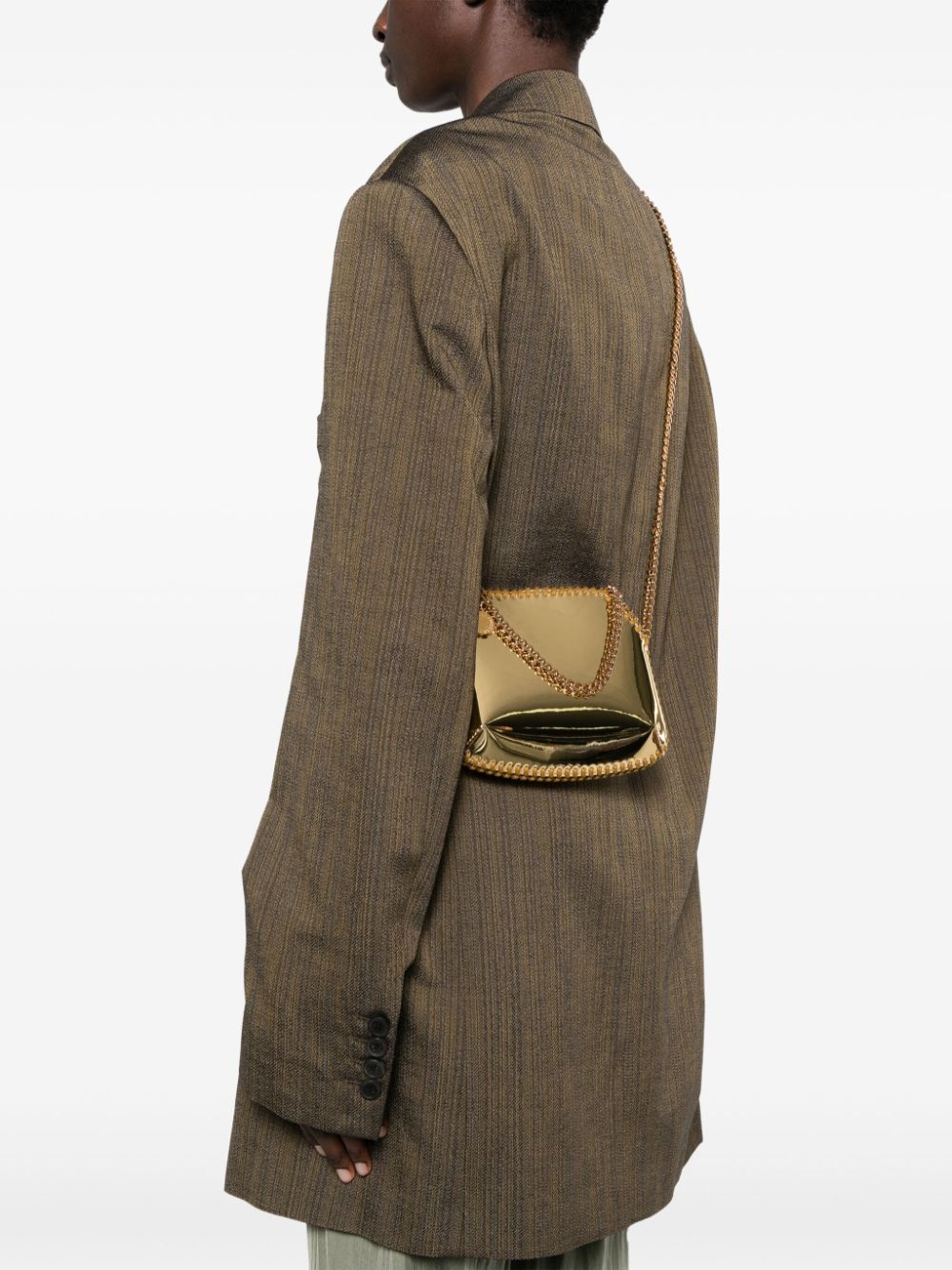 Shop Stella Mccartney Mini Falabella Shoulder Bag In Gold