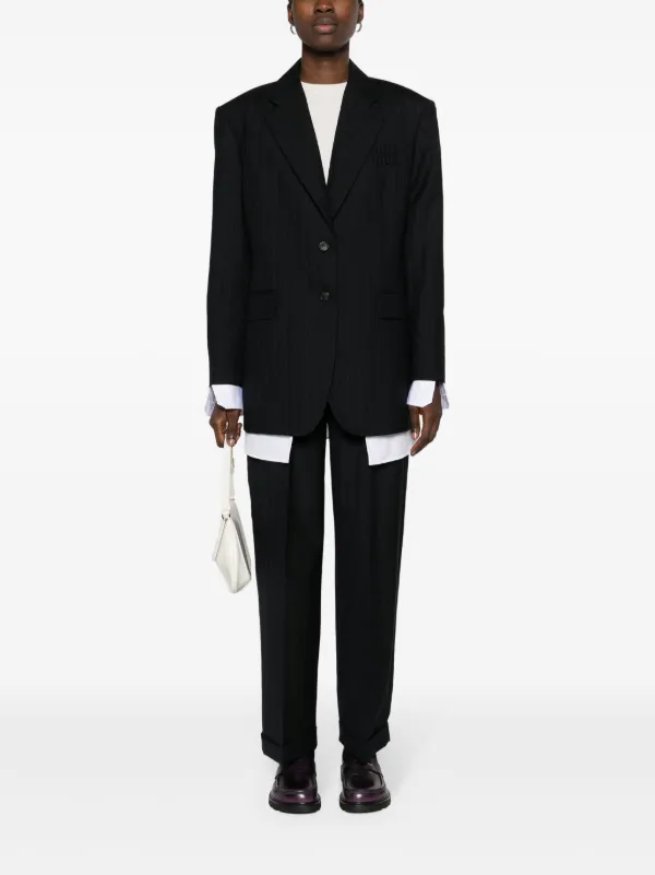 パンツ Miu Miu PINSTRIPE PANTS Miu Miu high-waisted Pinstripe Tailored Trousers | Blue