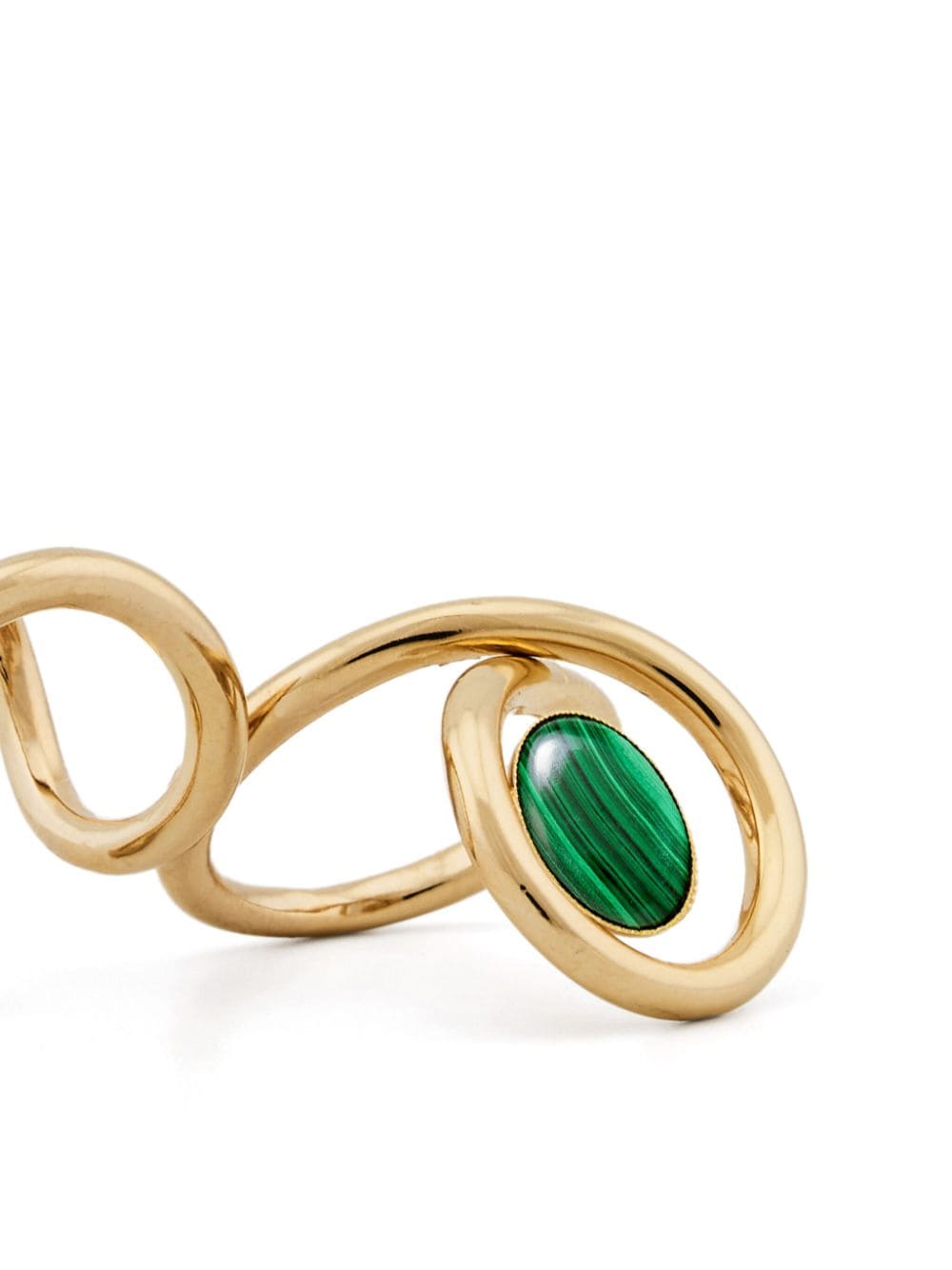 Shop D'estree Louise Double Inset-gemstone Ring In Green
