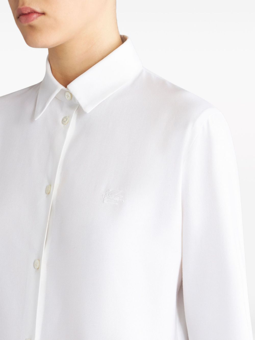 Shop Etro Pegaso-embroidered Cotton Shirt In White