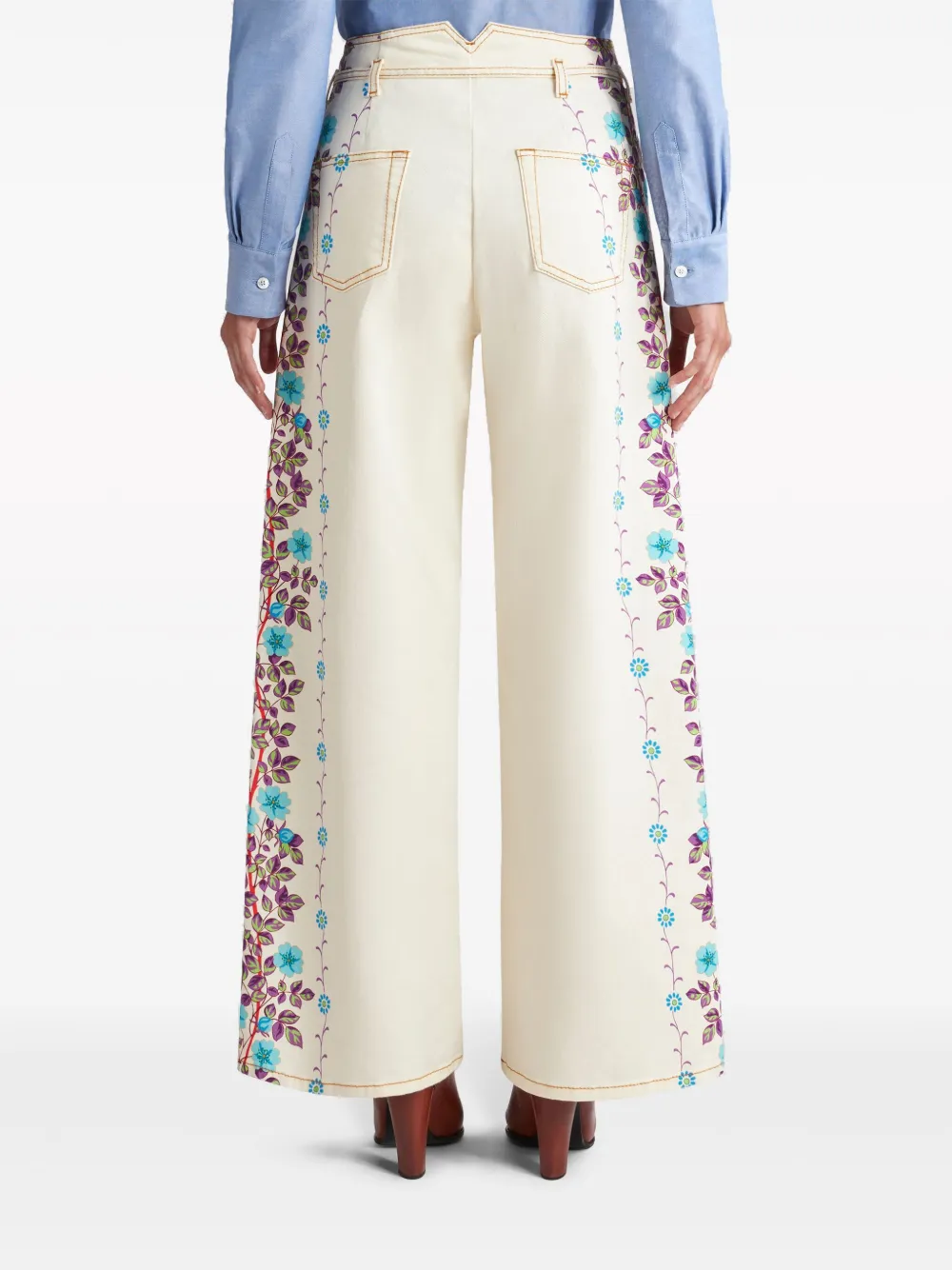 Zora | Retro Floral Print Wide-Leg Jeans