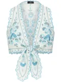 ETRO floral-embroidery cotton blend top - White
