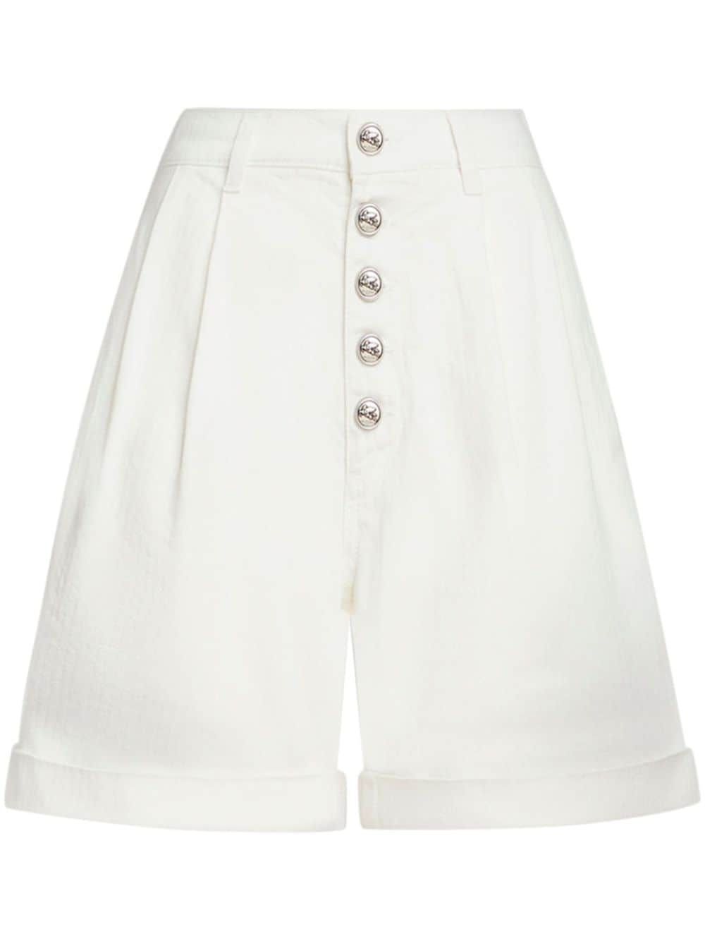 Shop Etro High-waist Cotton Bermuda Shorts In White