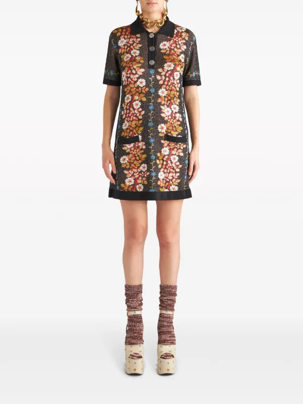 ETRO floral-jacquard Knit Dress | Black | FARFETCH
