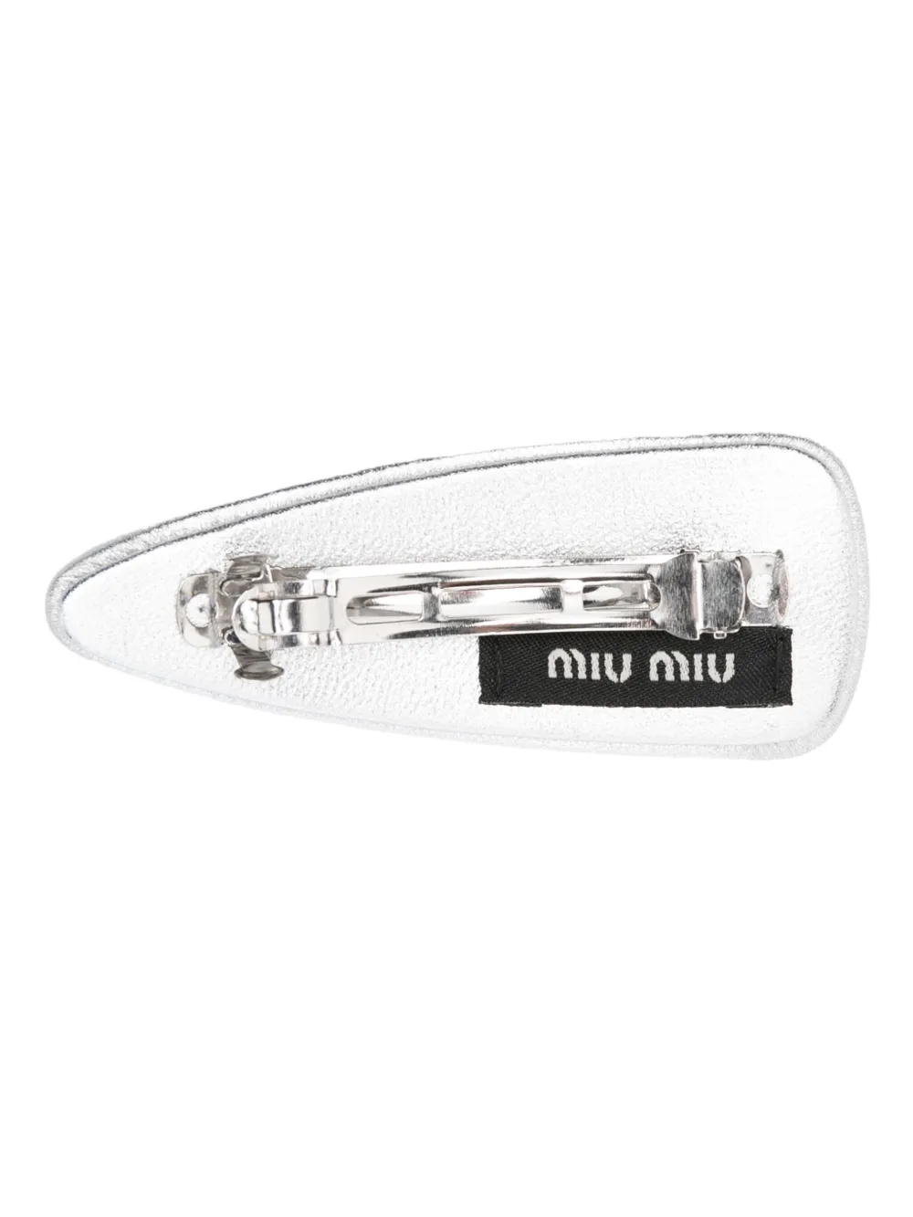 Miu Miu logo-lettering leather hair clip - Zilver