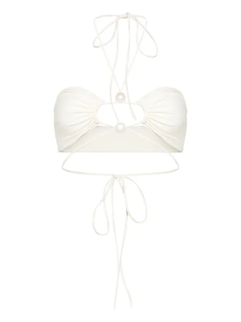 Magda Butrym top de bikini estilo bandeau con detalle de perlas
