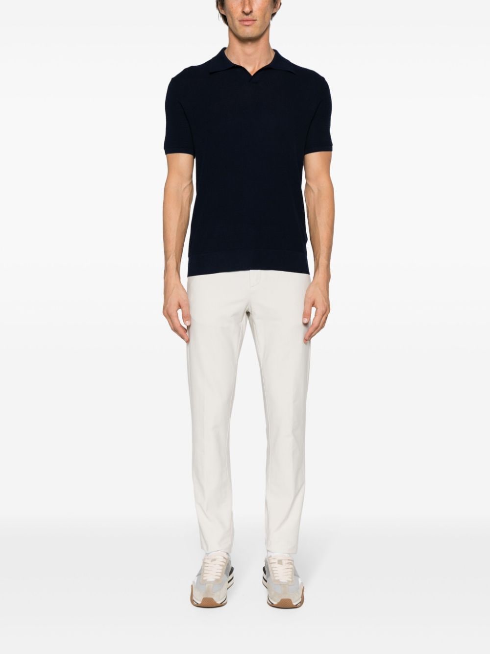 Shop Eleventy Stretch-cotton Chino Trousers In Neutrals