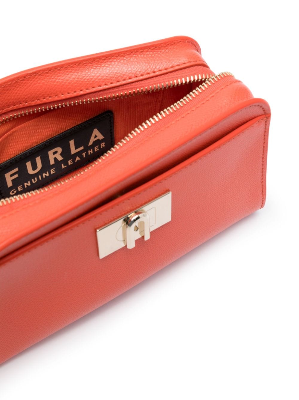 Shop Furla 1927 Grained Leather Bag In Orange