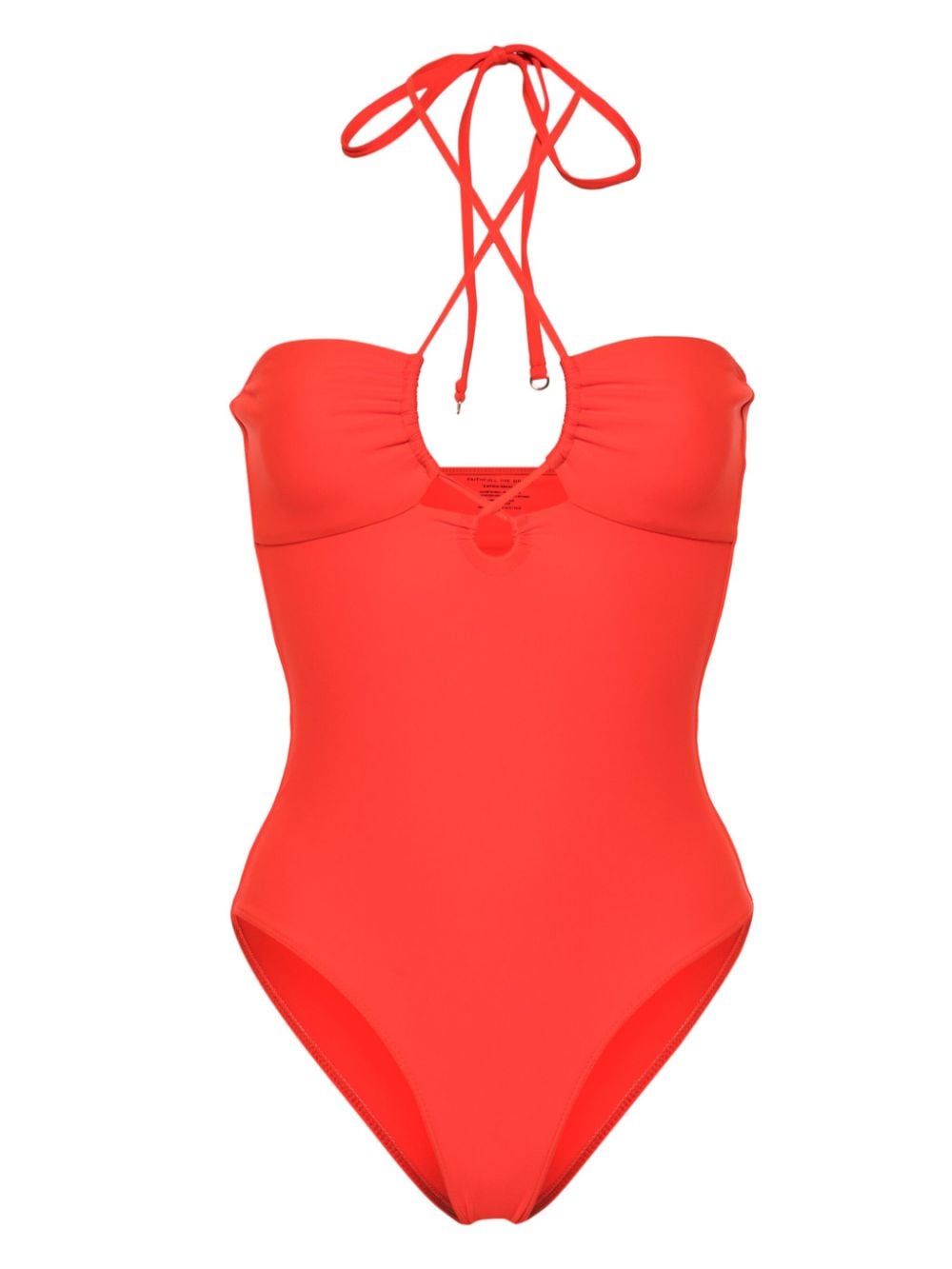 Shop Faithfull The Brand Ola Halterneck Swimsuit In Red