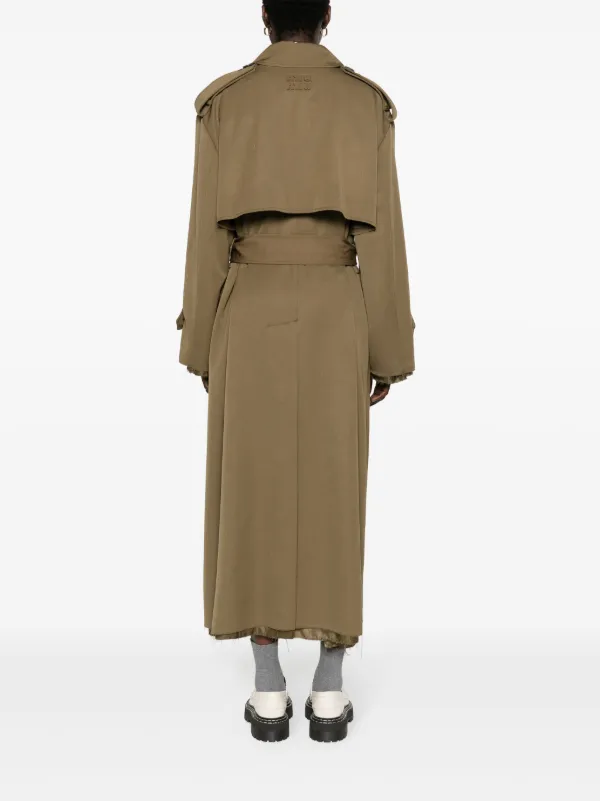 Miu Miu raw cut Maxi Trench Coat Brown FARFETCH BE