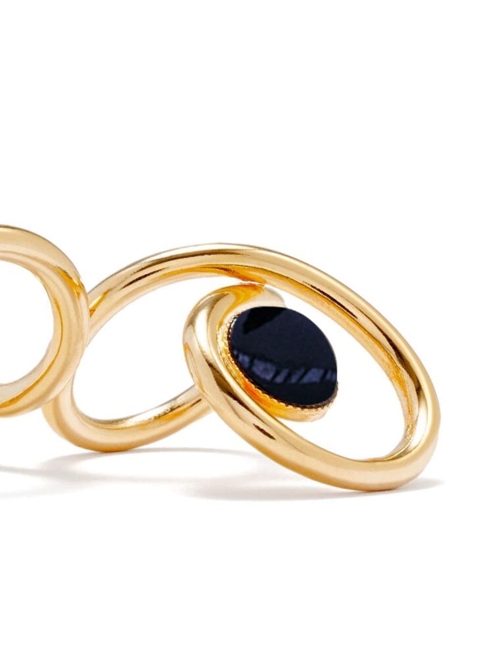 Shop D'estree Louise Double Inset-gemstone Ring In Black