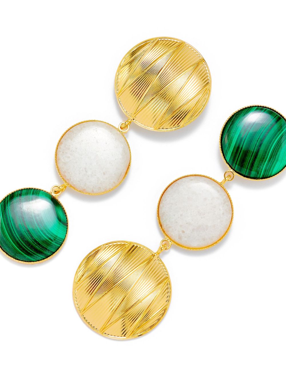 Shop D'estree Drop-design Double-stone Earrings In Green