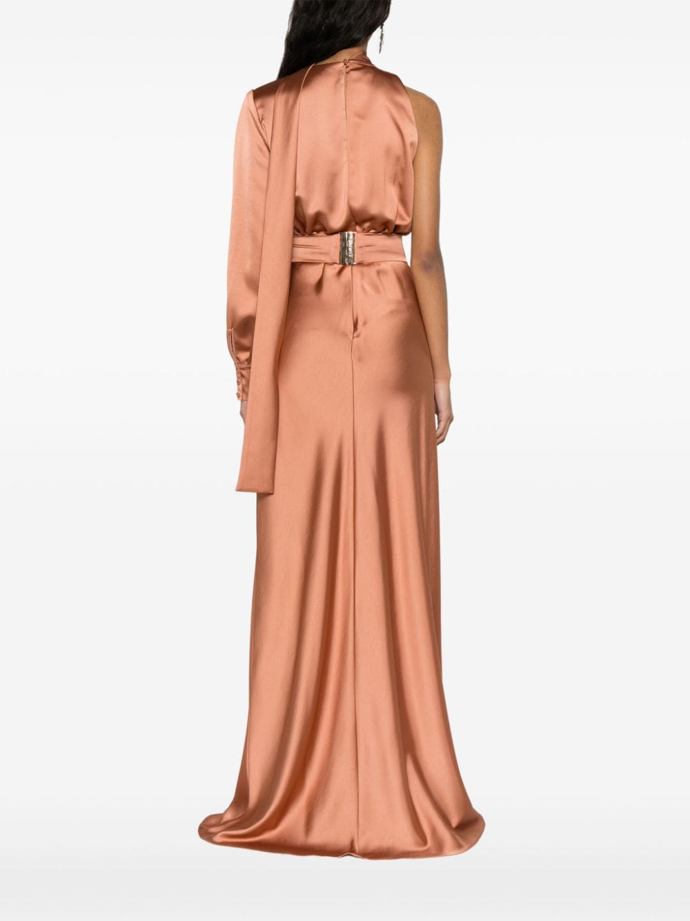 Shop Pinko Ansonica Satin Maxi Dress In Brown