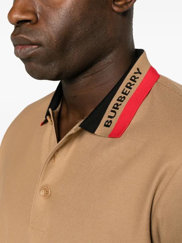 Burberry contrasting-collar Cotton Polo Shirt Brown FARFETCH TR