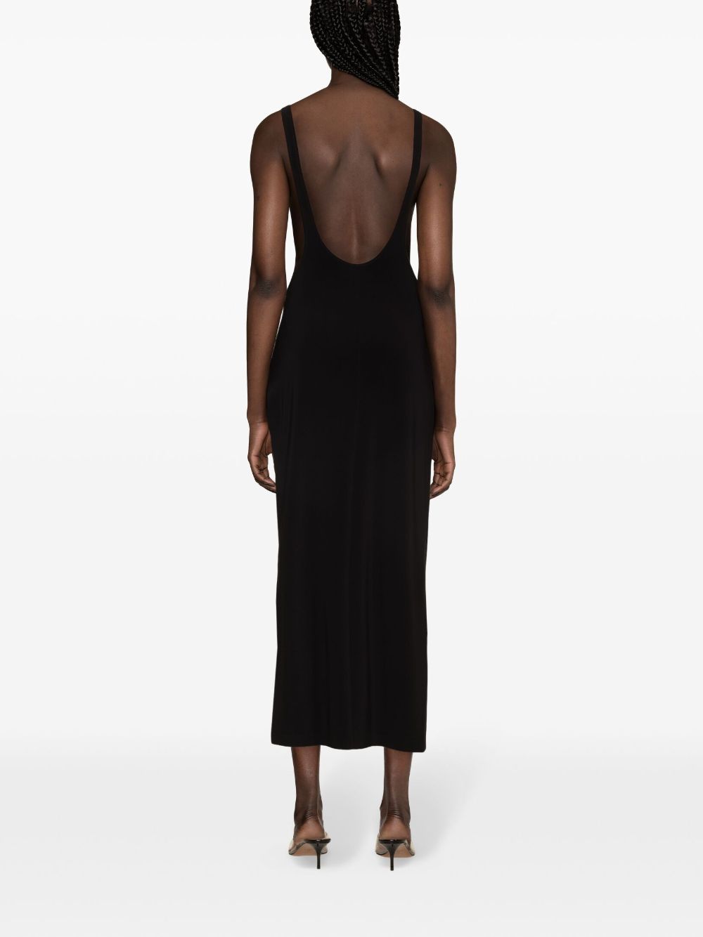 Shop Norma Kamali Marissa Wide-slit Jersey Gown In Black