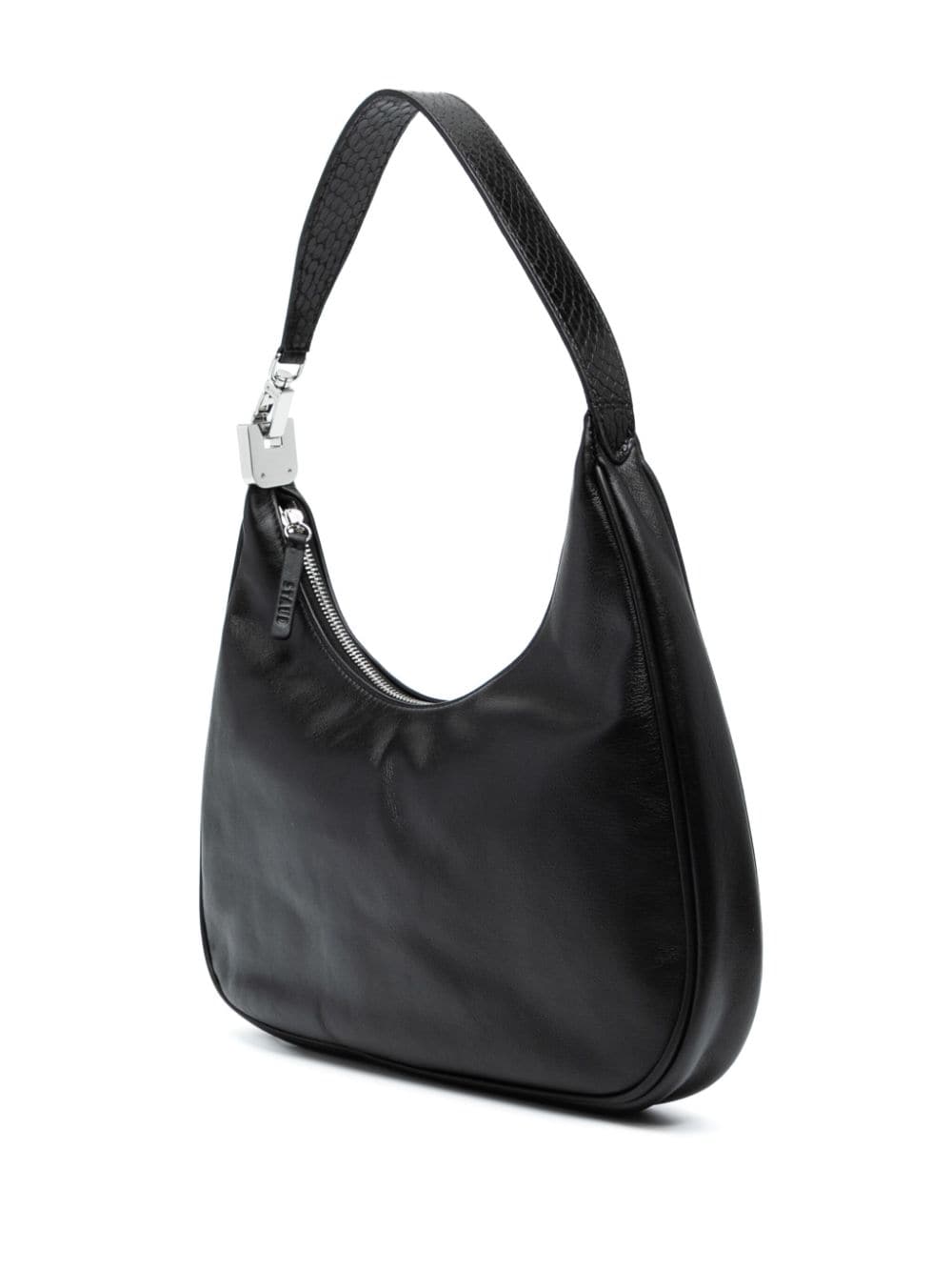 Shop Staud Sylvie Leather Shoulder Bag In Black