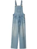 Miu Miu appliqué-logo denim overalls - Blue