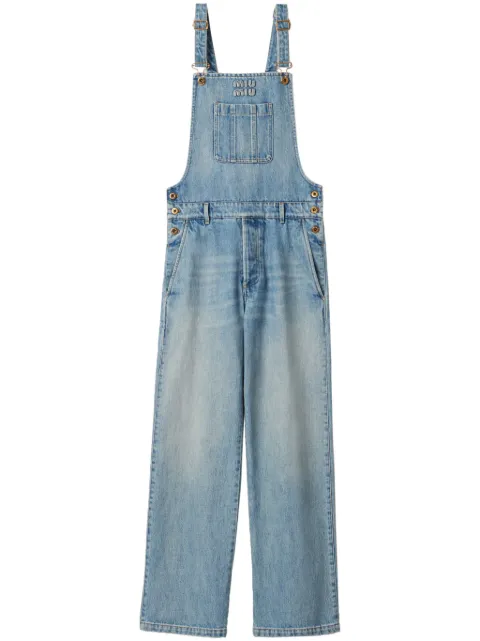 Miu Miu appliqué-logo denim overalls