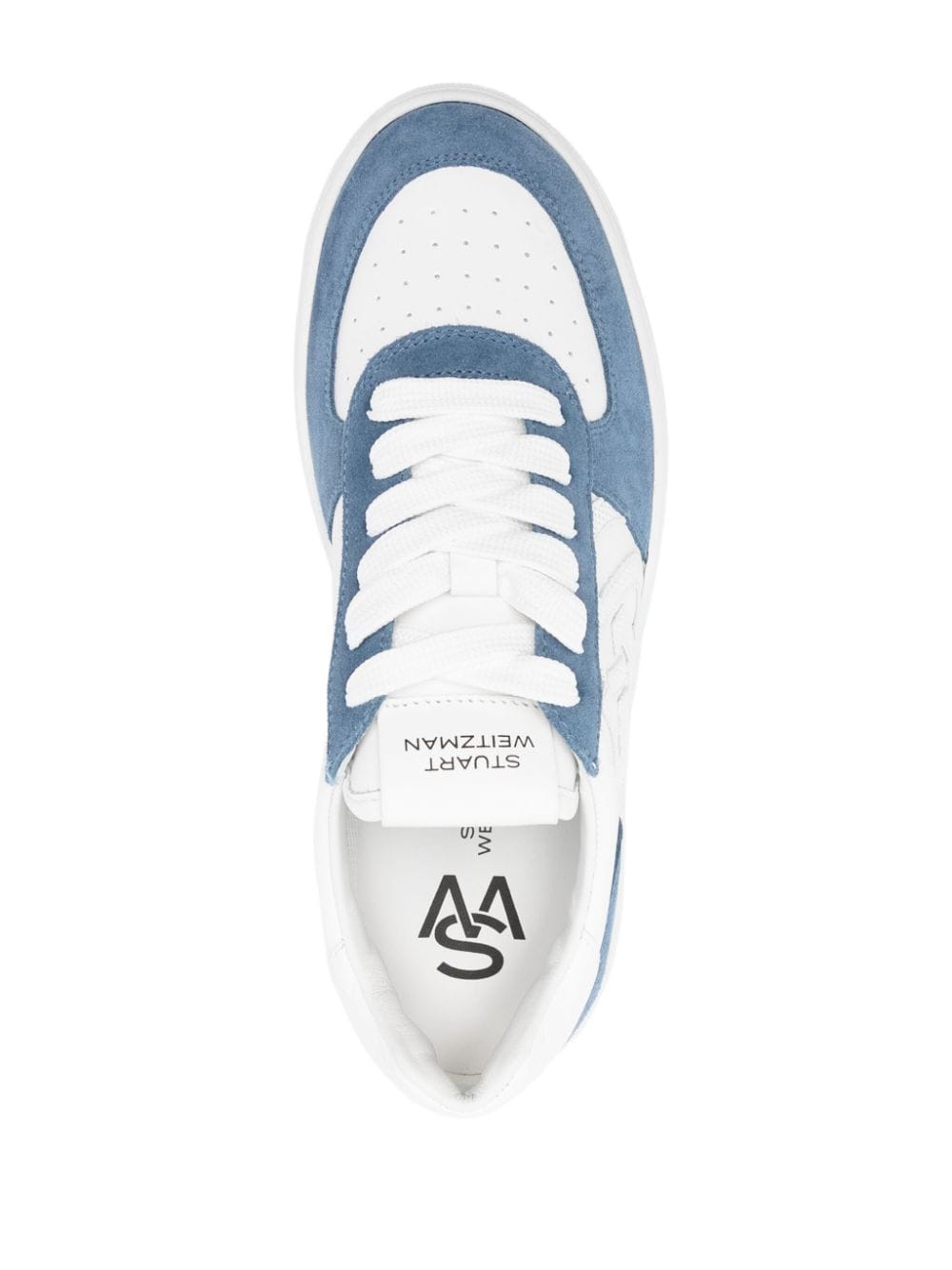 Shop Stuart Weitzman Sw Courtside Leather Sneakers In White