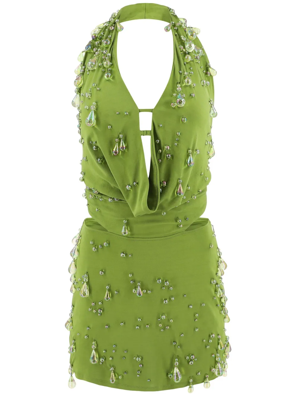 Cult Gaia Issey Bead-embellished Mini Dress In Green