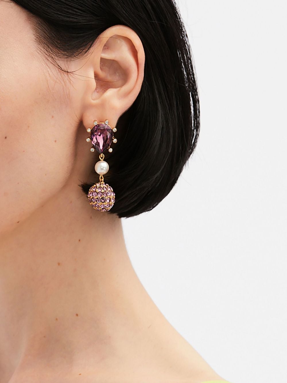 Shop Oscar De La Renta Cactus Pearl-embellished Drop Earrings In Pink