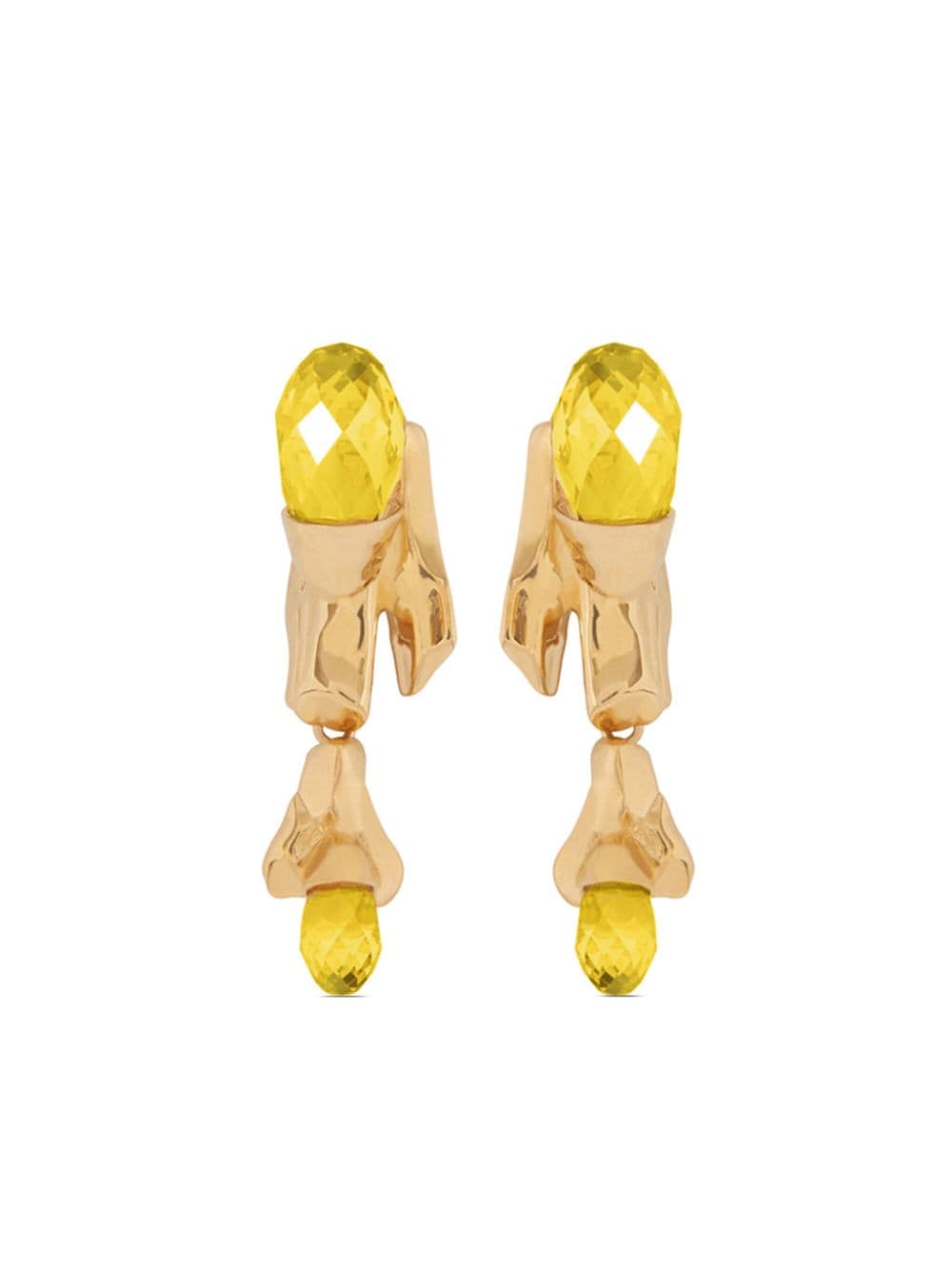 Oscar De La Renta Crystal-embellished Drop Earrings In Yellow