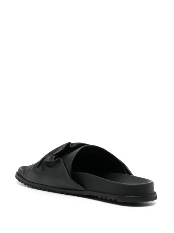 【関税＆送料込み】Rick Owens Mobius Leather Slides RICK OWENS Mobius Granola draped leather slides | THE OUTNET