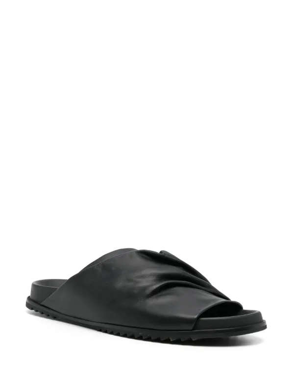 【関税&送料込】Rick Owens Leather Slide Sandal Rick Owens Morbius Granola Leather Sliders | Black | FARFETCH