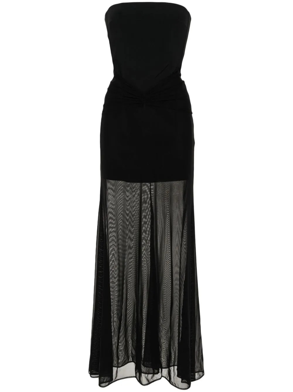 David Koma Strapless Illusion Gown In Black