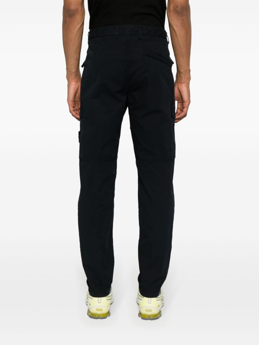 Shop Stone Island Compass-badge Mid-rise Straight-leg Trousers In Blue