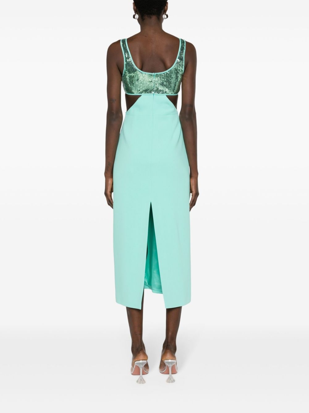 Shop David Koma Cut-out Sequinned Maxi Dress In Green