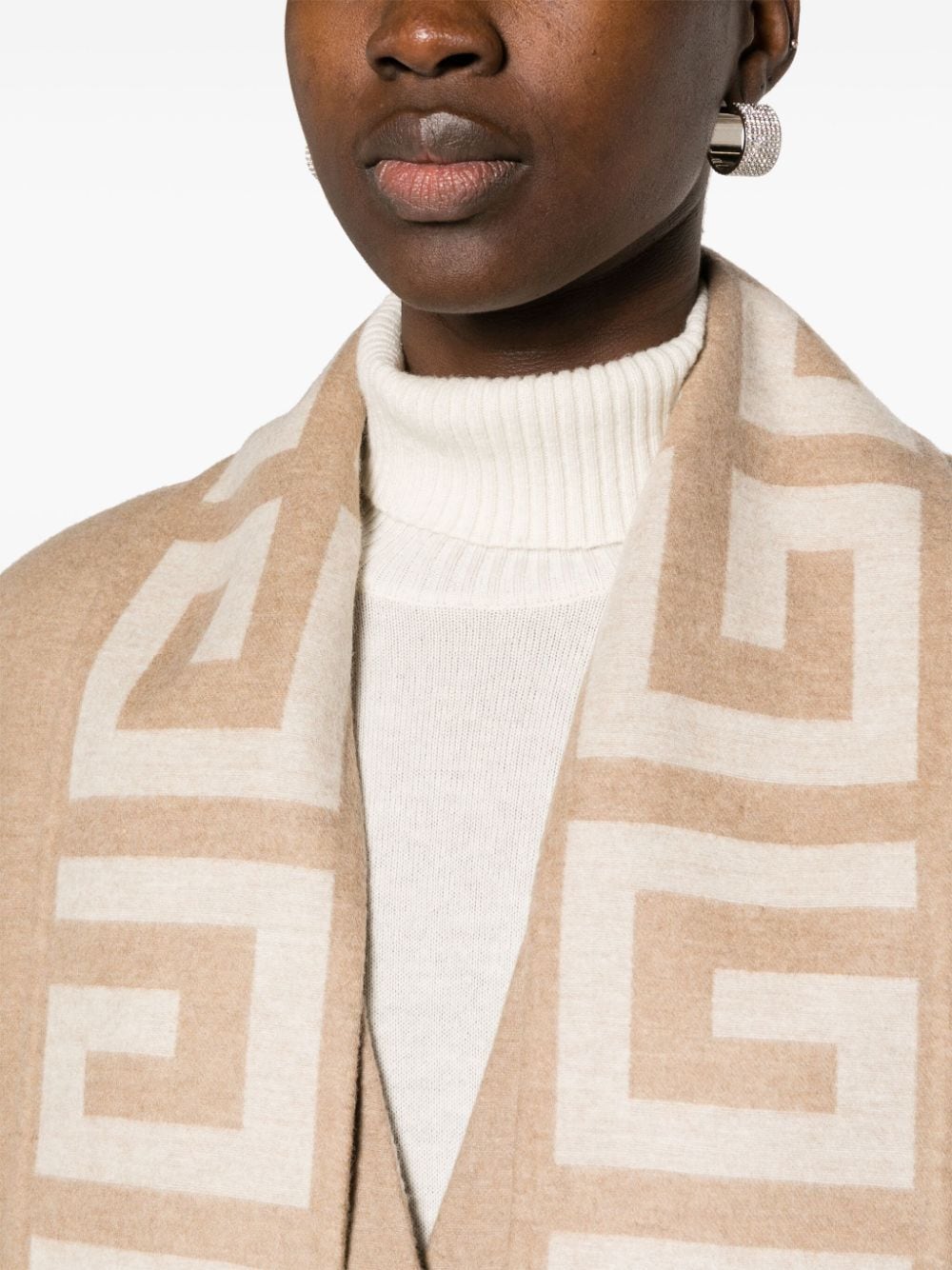 Shop Givenchy 4g Scarf Wool-blend Coat In Neutrals
