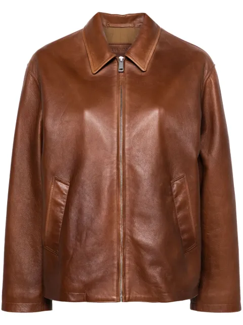 Prada triangle-logo leather jacket
