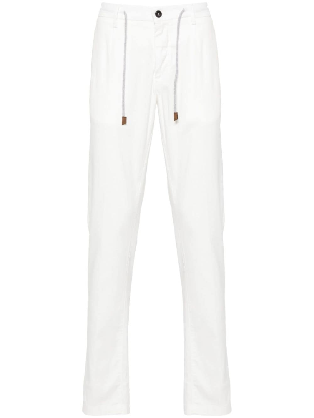 Eleventy Twill Tapered-leg Trousers In White