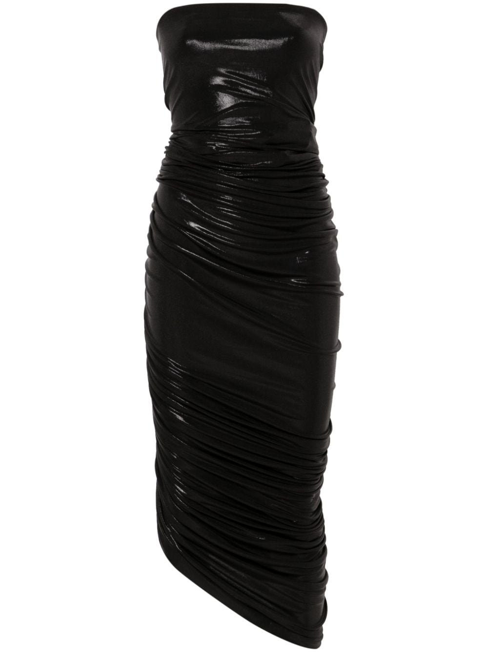 Norma Kamali Diana Shirred Midi Dress In Black