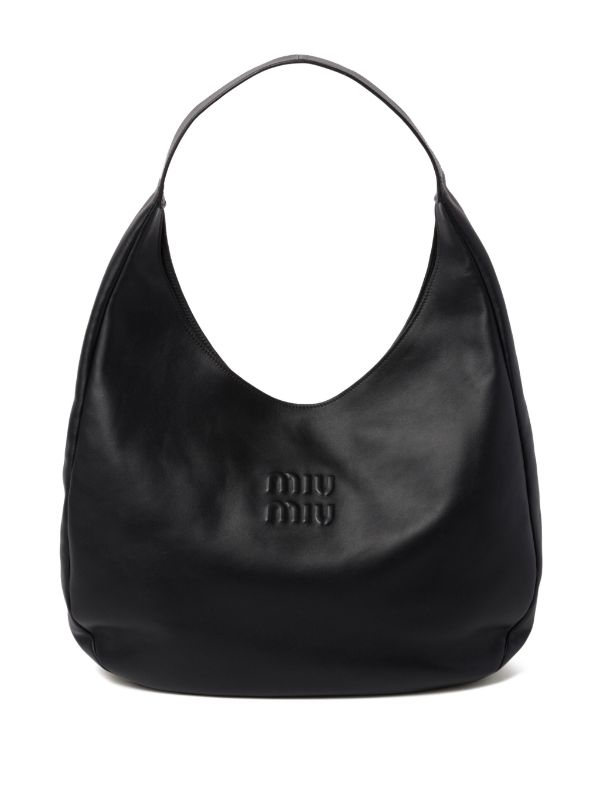 Miu Miu logo debossed Leather Tote Bag Black FARFETCH CY