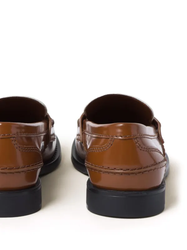 Miu Miu two-tone Leather Penny Loafers | Brown | FARFETCH