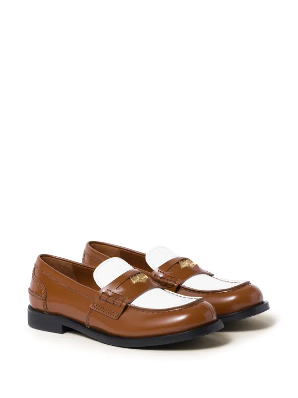 Miu Miu two-tone Leather Penny Loafers | Brown | FARFETCH NO