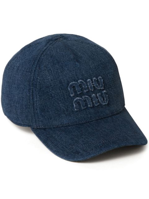 Miu Miu logo-embroidered denim cap