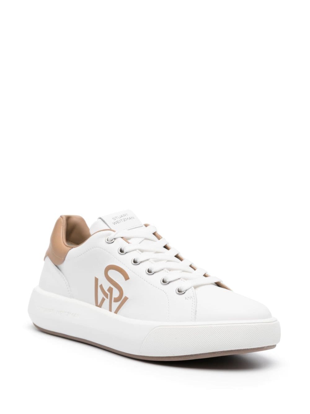 Shop Stuart Weitzman Sw Pro Leather Sneaker In White