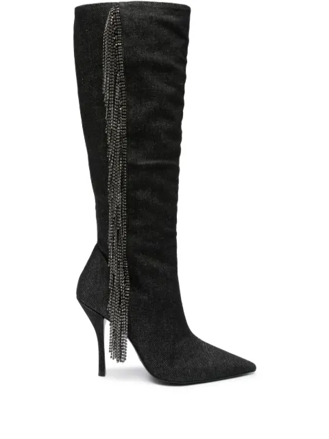 Stuart Weitzman Crystal Fringe 100mm  knee-high boots