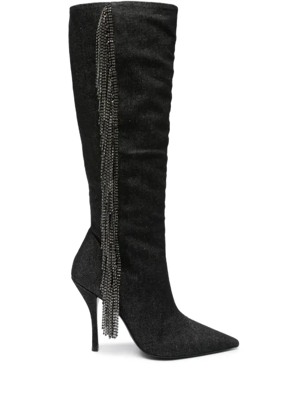 Stuart Weitzman Bottes Crystal Frange 100 Mm Noir FARFETCH CM