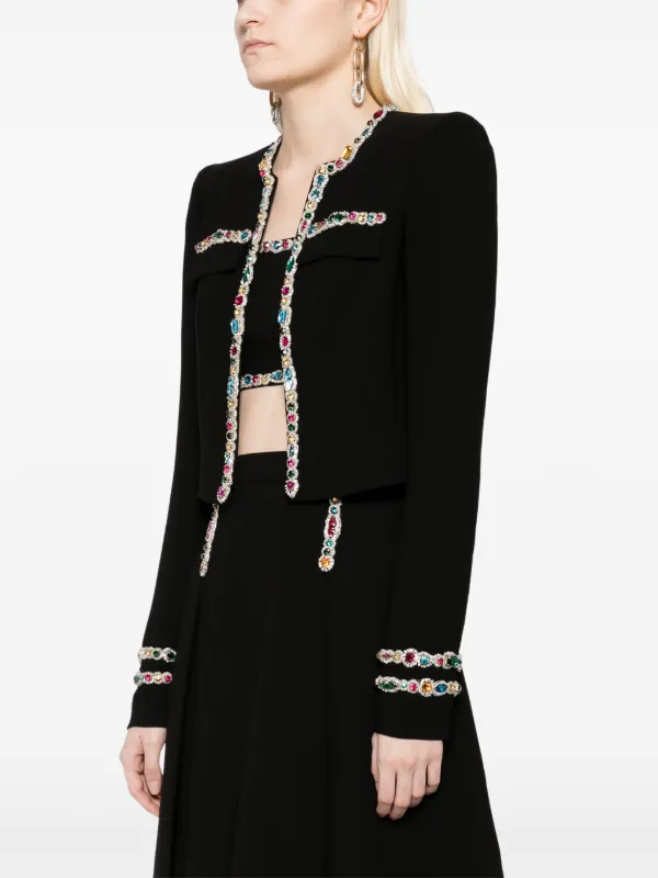Zuhair Murad crystal-embellished Cady Cropped Jacket | Black