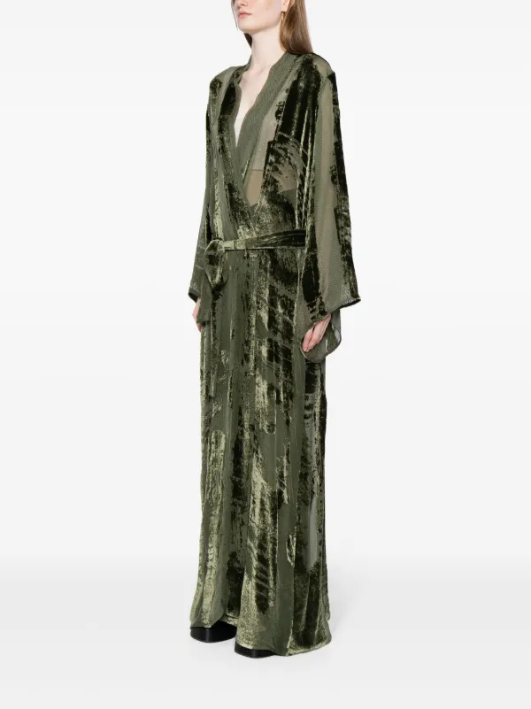 Roberto Cavalli Panelled Velvet Robe Coat | Green | FARFETCH