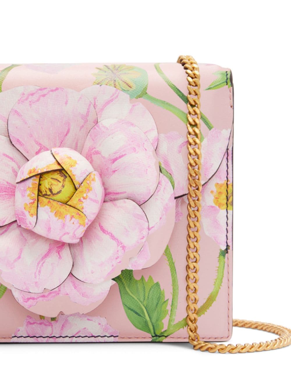 Shop Oscar De La Renta Tro Floral-print Leather Mini Bag In Pink
