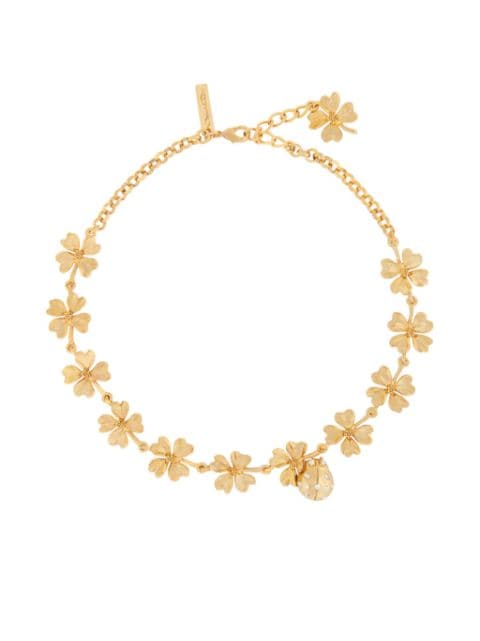 Oscar de la Renta floral-appliqué chain necklace 