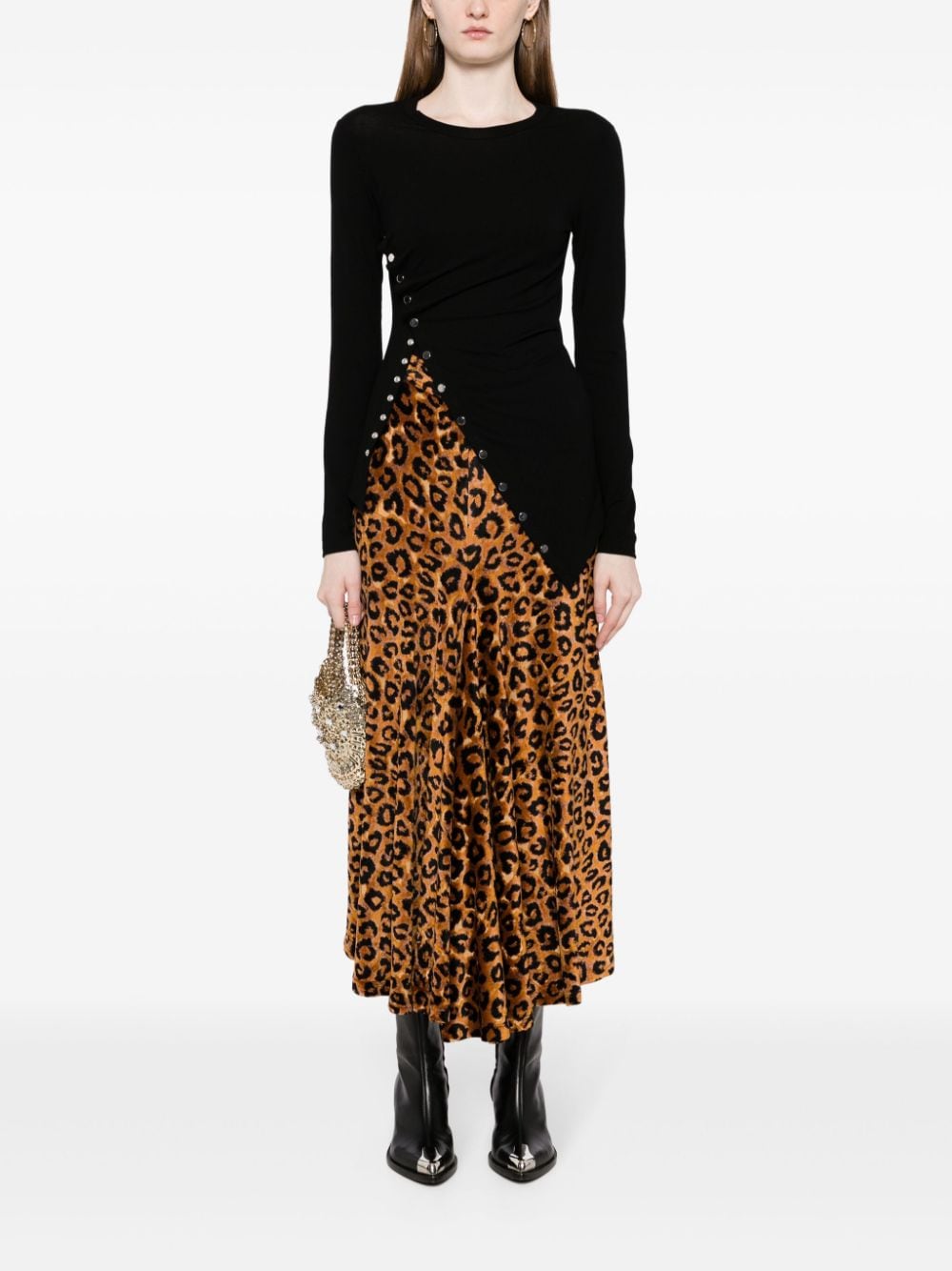 Rabanne Midi-rok met luipaardprint Bruin